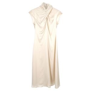 Beaufille Draped Midi Dress in Cream Acetate